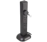 PRO ELEC 8-Gang Tower Extension Lead with USB, 5m Cable, 13A, Black - PEL00139