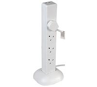 PRO ELEC 8-Gang Tower Extension Lead with USB, 5m Cable, 13A, White - PEL00138