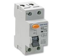 PRO ELEC 80A Double Pole RCD - Residual Current Device - 230V AC, 2-Pole - AUR1-80