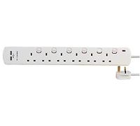 Pro Elec 8618SU 6 Gang 2 USB Extension Lead, 2m Length, White