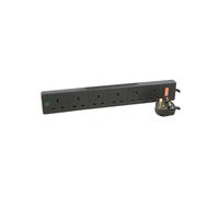 PRO ELEC - 8m 6 Way Surge Protected Extension Lead, Black