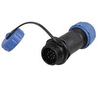 PRO ELEC 9-Pole Circular Threaded Inline Plug - IP68 Waterproof, 5-8mm Cable, 125V AC, 3A, Nylon Body with Gold Contacts - PELR0134