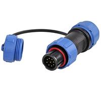 PRO ELEC 9-Pole Circular Threaded Inline Plug - IP68 Waterproof, 5-8mm Cable, 125V AC, 3A, Nylon Body with Gold Contacts - PELR0120