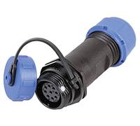 PRO ELEC 9-Pole Circular Threaded Inline Socket - 5-8mm Cable, IP68 Waterproof, Gold Contacts, Nylon Body, Threaded Coupling - PELR0141