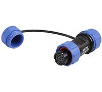 PRO ELEC 9-Pole Circular Threaded Inline Socket - IP68 Waterproof, 5-8mm Cable, 125V AC, 3A, Nylon Body with Gold Contacts - PELR0127