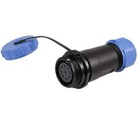 PRO ELEC 9-Pole Circular Threaded Inline Socket - IP68 Waterproof, 7-12mm Cable, 500V AC, 5A, Nylon Body with Gold Contacts - PELR0182