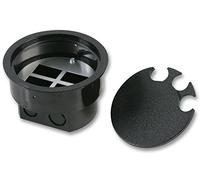 PRO ELEC Circular Floor Box with RJ45 Plate - 125mm Black, 4-Way RJ45/BT Plate, ABS Housing