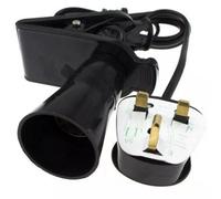 Pro elec Clip On Light Bulb Holder Adaptor B22 Bayonet Flex Lamp Grip With Uk Mains Plug - 2M Lead Cable In Black