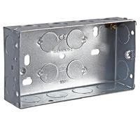 PRO ELEC Double Metal Back Box - 35mm Depth, 2 Gang, Steel - Conforms to BS4662 - PELB1621