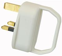 PRO ELEC Easy Pull UK Mains Plug 3A - White Thermoplastic with Grip Handle - PE01131