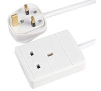 PRO ELEC 1 Gang Extension Lead 0.5m UK Mains Power Extension Cable White