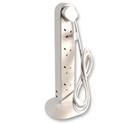 PRO ELEC Extension Tower 10-Gang + Neon, White by Game Points Direct