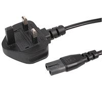 PRO ELEC Figure 8 Power Cable 2m - UK 3 Pin Plug to IEC C7 Mains Lead with 3A Fuse - Black Power Cord for TVs, Games Consoles, Radios, DVD Players & More - PEL00811