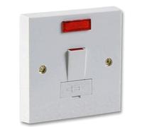 Pro Elec Fused Connection Unit, White, Switched with Neon Indicator