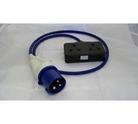 pro elec GENERATOR FLY LEAD 16 amp PLUG TO 13 amp TWIN SOCKET BLUE ARCTIC CABLE