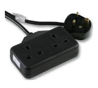 Pro elec High Impact Rubberised Plastic 2 Gang Extension Lead, 13A, 15M, Black