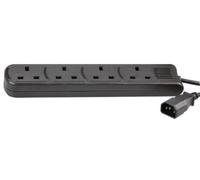 Pro Elec - Iec C14 Plug To 4-Gang Mains Extension Lead, Black, 1M