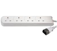 Pro Elec - Iec C14 Plug To 4-Gang Mains Extension Lead, White, 1M
