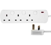 Pro elec Individually Switched Mains Extension Lead, 3 Gang, 7.5M, White