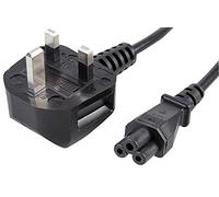 PRO ELEC Mains Power Lead - UK 3-Pin Plug with 3A Fuse to IEC C5 Cloverleaf Connector - 1.5m Black Cable for Laptops, Chargers & Electronics - PELB2198