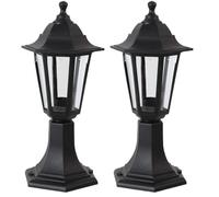 PRO ELEC Outdoor Lantern Post Top Light, IP44, Black, Mains Powered (Pack of 2)