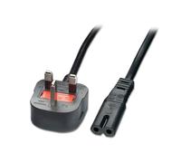 PRO ELEC PE01082 13A UK Plug to 'Figure 8' (C7) Type Mains Lead 5m Black