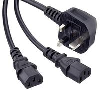 Pro Elec PE01092 IEC Splitter, UK Plug to 2 x IEC C13 Sockets, 2 m Lead, Black