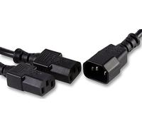 PRO ELEC PE01115 IEC Splitter, C14 Male to 2 x C13 Female Lead, 2m, Black