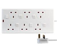 Pro Elec PEL00028 6 Way Individually Switched Extension Lead, 1 m, White
