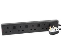 PRO ELEC PEL00036 4-Gang Switched Extension Lead, 1m Cable, Individually Switched Sockets, UK Type G Plug, Black