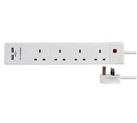 Pro Elec PEL00105 4 Way 2 USB Extension Lead, 2 m, White