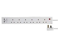 PRO ELEC PEL00123 - 6-Gang Mains Extension Lead with USB, 5 m, White