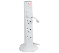 Pro Elec PEL00136 - 8-Gang Surge-Protected Tower Extension Lead with USB, 5 m, White