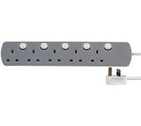 pro elec PEL00574 3 m Surge Protector with 5-Gang Switched Extension Lead, White