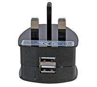Pro Elec PEL00709 Black UK mains Charger Plug to Dual USB Adaptor, 5V, 2.4A
