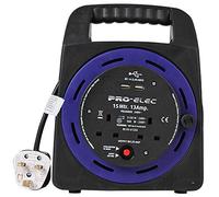 Pro Elec PEL00805 13A 2-Gang Handbag Reel mains Extension with 2x USB Charging Ports, 15 m