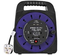 Pro Elec PEL00806 10A 2-Gang Handbag Reel mains Extension with 2x USB Charging Ports, 25 m