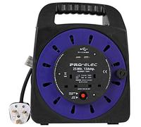 Pro Elec PEL00807 13A 2-Gang Handbag Reel mains Extension with 2x USB Charging Ports, 25 m