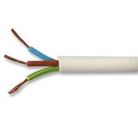 Pro Elec PEL01043 0.50 mm2 2183Y 3-Core mains Cable, 3A, White, 25 m