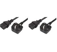 Pro Elec PEL01181 UK Plug to IEC C19 Power Lead,Black, 16A, 2 m (Pack of 2)