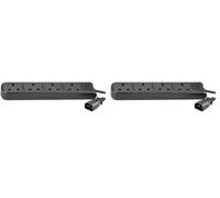 Pro Elec PEL01204 IEC C14 Plug to 4-Gang mains Extension Lead, Black, 1 m (Pack of 2)