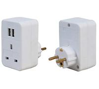 PRO ELEC PEL01269 UK to Euro Travel Adaptor with 2x USB, 250V, 10A