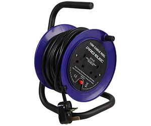 PRO ELEC PEL01272 2-Gang Mini Cable Reel Mains Extension, 10m