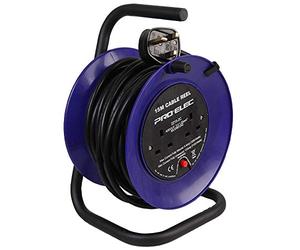 PRO ELEC PEL01274 2-Gang Mini Cable Reel Mains Extension, 15m