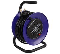 PRO ELEC PEL01275 4-Gang Mini Cable Reel Mains Extension, Black/Blue, 15m