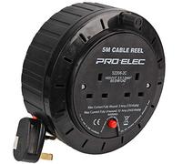 PRO ELEC PEL01276 2-Gang Cable Reel Mains Extension, 5m