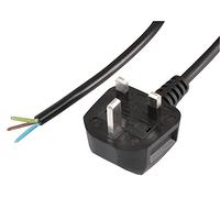 PRO ELEC PEL01286 13A UK Plug to Bare Ends Mains Lead, 1.0mm, Black, 1m