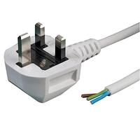 PRO ELEC PEL01287 13A UK Plug to Bare Ends Mains Lead, 1.0mm, White, 1m