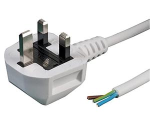 PRO ELEC PEL01287 13A UK Plug to Bare Ends Mains Lead, 1.0mm, White, 1m
