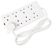 PRO ELEC PEL01379 8 Gang Extension Lead 2m, White